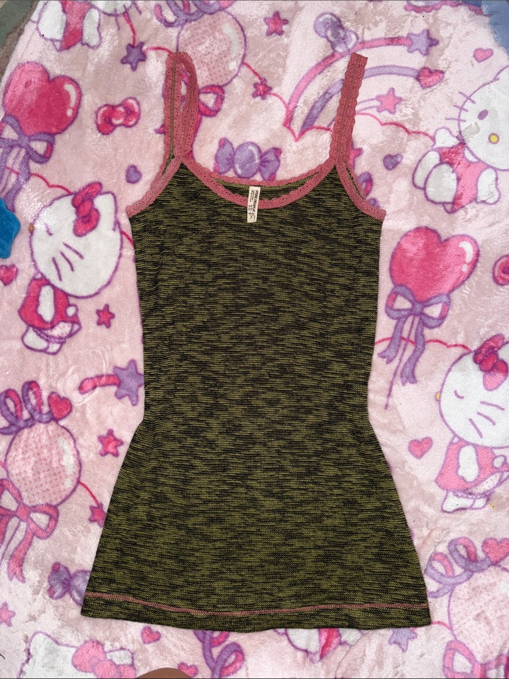 Free People Green Cotton Tank Top Size XS